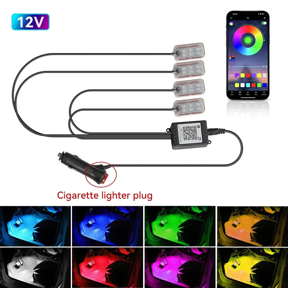 Car   Neon Car LED Interior Lights RGB Ambient Light Kit With APP Wireless Control LED Auto Atmosphere Decorative Lamp