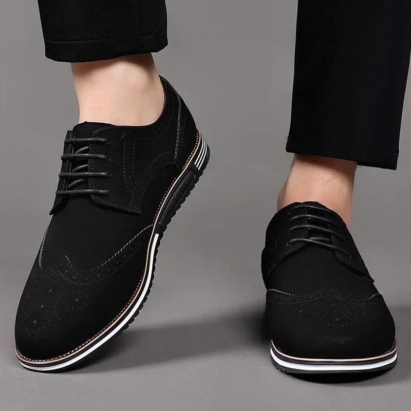 Men shoes Faux Suede Shoe Lace Up Black Oxford Shoe for Men Flat New Fashion Sneaker Man Autumn Breathable Comfortable Casual Men Shoe