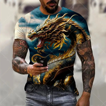 Men clothing Dragon Pattern Men's T-shirt