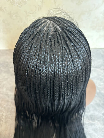 Crown & Glory Wigs New Synthetic Lace Frontal Wigs Box Braided Wigs Cornrow Braid Wig for Black Women Knotless Braids Party Wig Baby Hair Daily Use