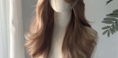 Crown & Glory Wigs   Champagne Blonde Wig Lace Front Synthetic Wig Long Body Wavy Brown Wigs for Daily Use Headband Lolita Cosplay 가발  Perruque Femme