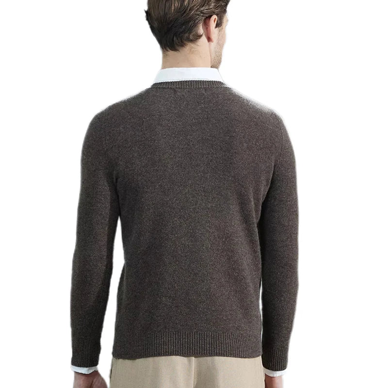 Muslim family   Cashmere Sweater Men Knitted Sweaters 100% Pure Merino Wool V-Neck Long-Sleeve Thick Pullover Winter Autumn Male Jumper Clothing