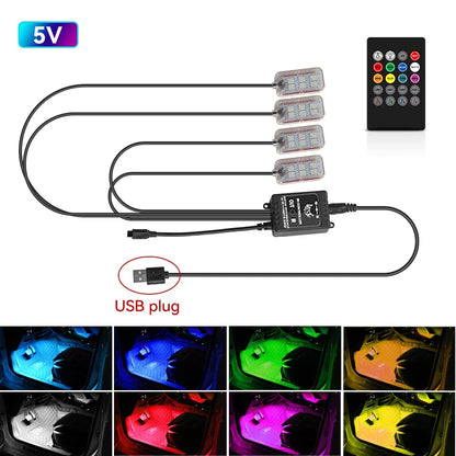 Car   Neon Car LED Interior Lights RGB Ambient Light Kit With APP Wireless Control LED Auto Atmosphere Decorative Lamp