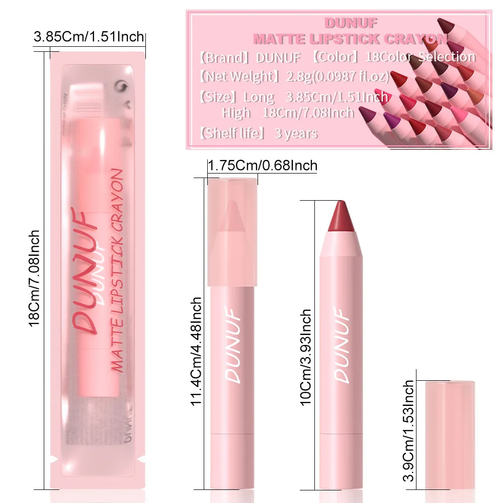 Makeup and Face 18-Colors Lipstick Pencil Waterproof Sexy Red Matte Contour Tint Lipstick Lasting