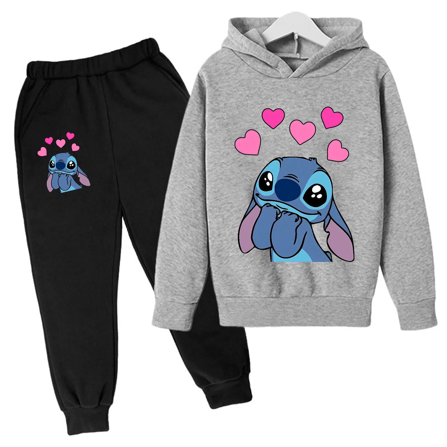 Girl clothing  Girls Clothes Stitch Hoodies Sweatshirts Children's Clothing Sets Child Girl Tops + Pants 2 Pcs Suits Kids Boys Tracksuits Set