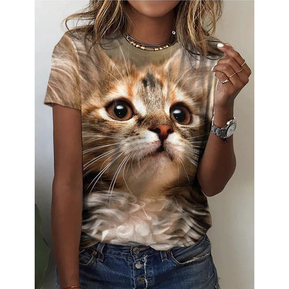 Woman clothing   3d Dogs Cat Print T Shirt Fashion Womens Tees Tops