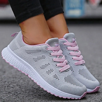 Woman shoes  New Breathable Women's Sneakers Fashion Comfortable  Sneakers Women Mesh Fabric Lace