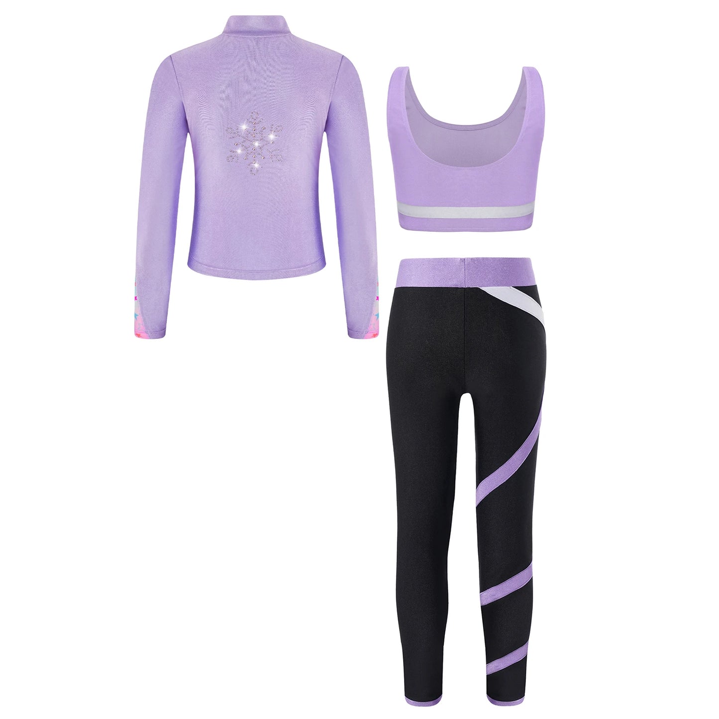 Girl clothing   Kids Girls Sweat suits Set Tracksuit 3 Piece Outfits Long Sleeve Zip Front Jacket + Vest + Colorblock Leggings Sportswear Sets