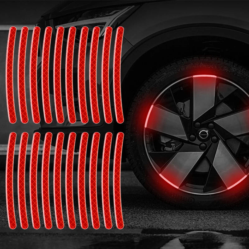 Car  Tire Rim Reflective Sticker Night Safety Warning Strip Motorcycle Bike Auto Wheel Hub Reflector Stickers Decals 20/40Pcs