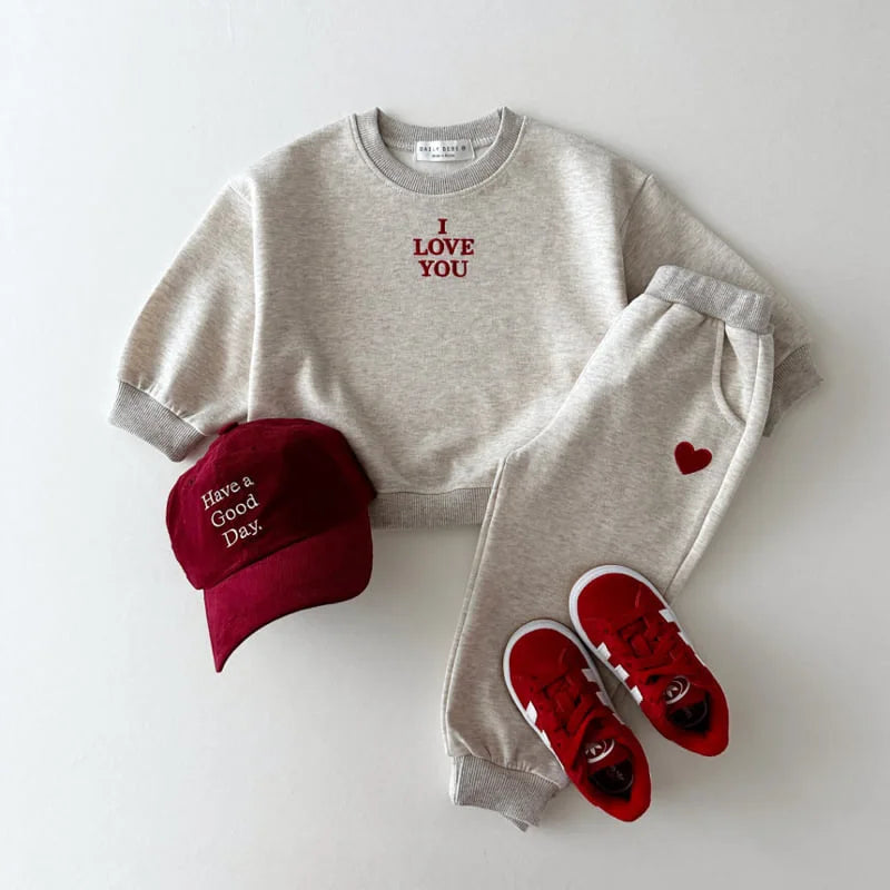 Boy clothing  Autumn New Children Gym Suit Baby Letter Embroidery Sweatshirt 2pcs Suit Boys Girls Sweat Pants Set Cotton Toddler Outfits