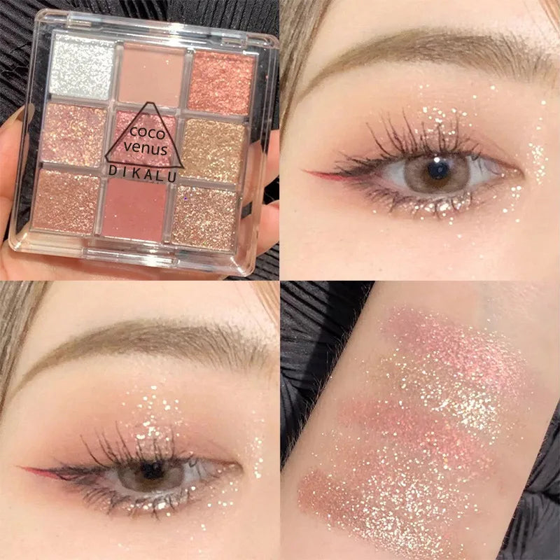 Makeup and face - 9-Color Eyeshadow Palette – Matte, Shimmer & Metallic Finishes