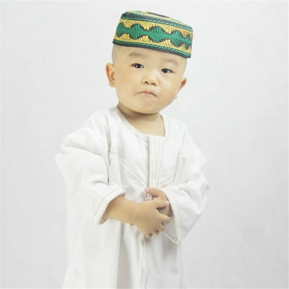 Muslim family   Eid Ramadan Kids Jubba Thobe Muslim Clothing Islamic Abaya Dubai Kaftan Mubarak Prayer Toddler 1-3 Years Old Boys Robes 70-100CM