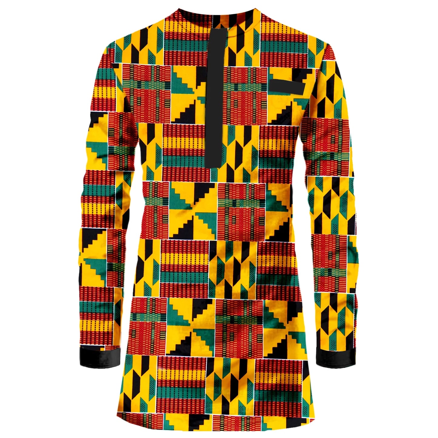 Muslim family   SEA&ALP Men's African Traditional Pattern Printed Casual Long Sleeve Dashiki Shirt Hidden Button Down Attire