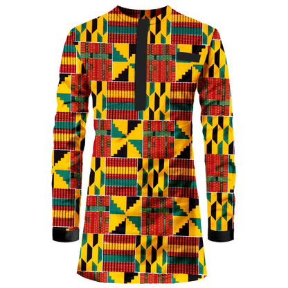 Muslim family   SEA&ALP Men's African Traditional Pattern Printed Casual Long Sleeve Dashiki Shirt Hidden Button Down Attire