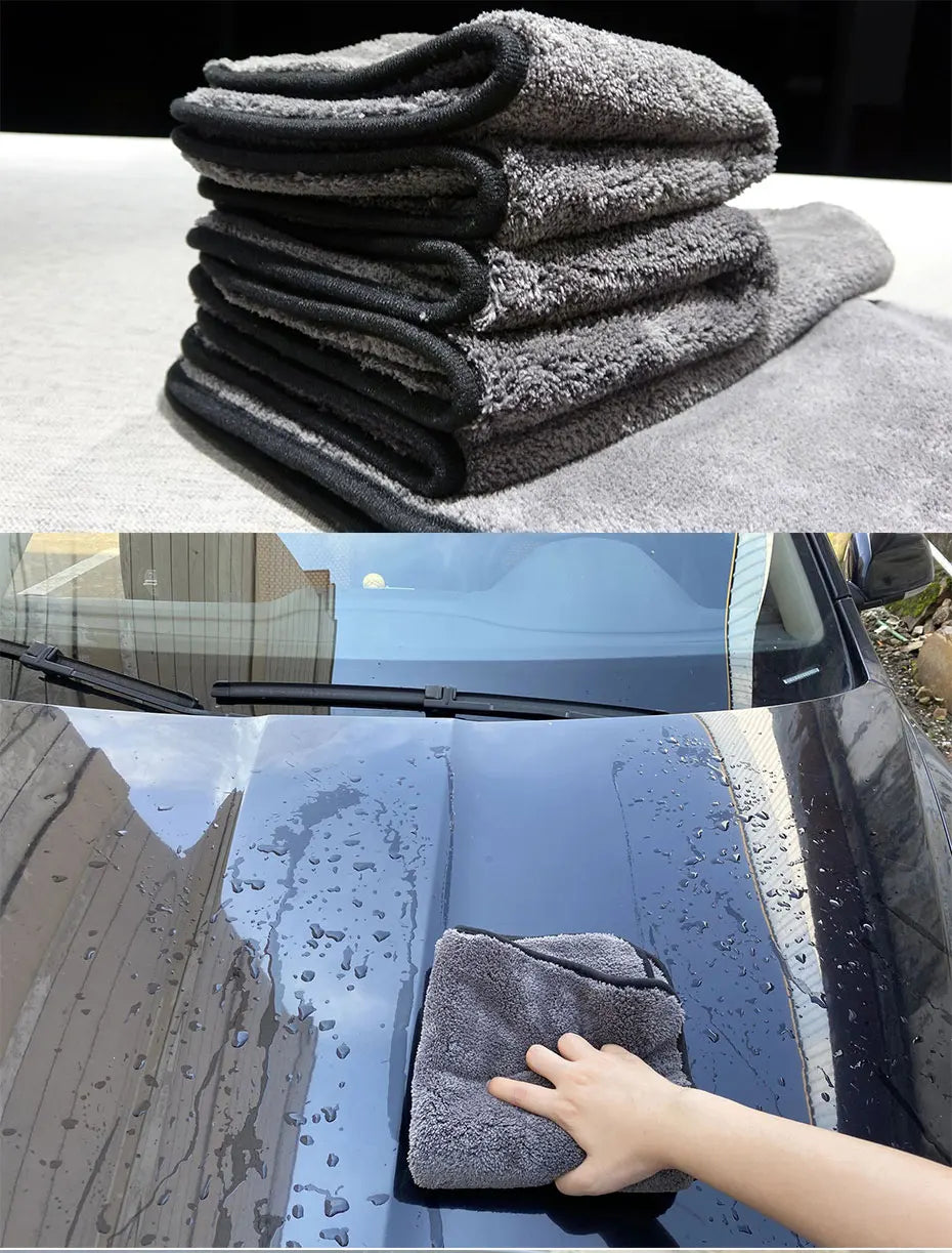 Car   SEAMETAL 40x40CM Car Wash Microfiber Towel 1200GSM Super Absorption Car Cleaning Drying Cloth Hemming Towels Detailing Care Rags