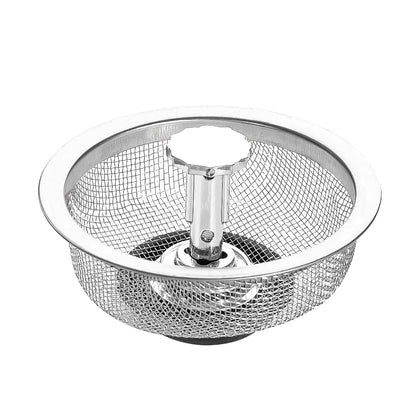 kitchen  Wholesale Kitchen Sink Strainers with Handle Stopper Sink Drain Basket Stainless Steel Mesh Filter Waste Hole Trap Strainer