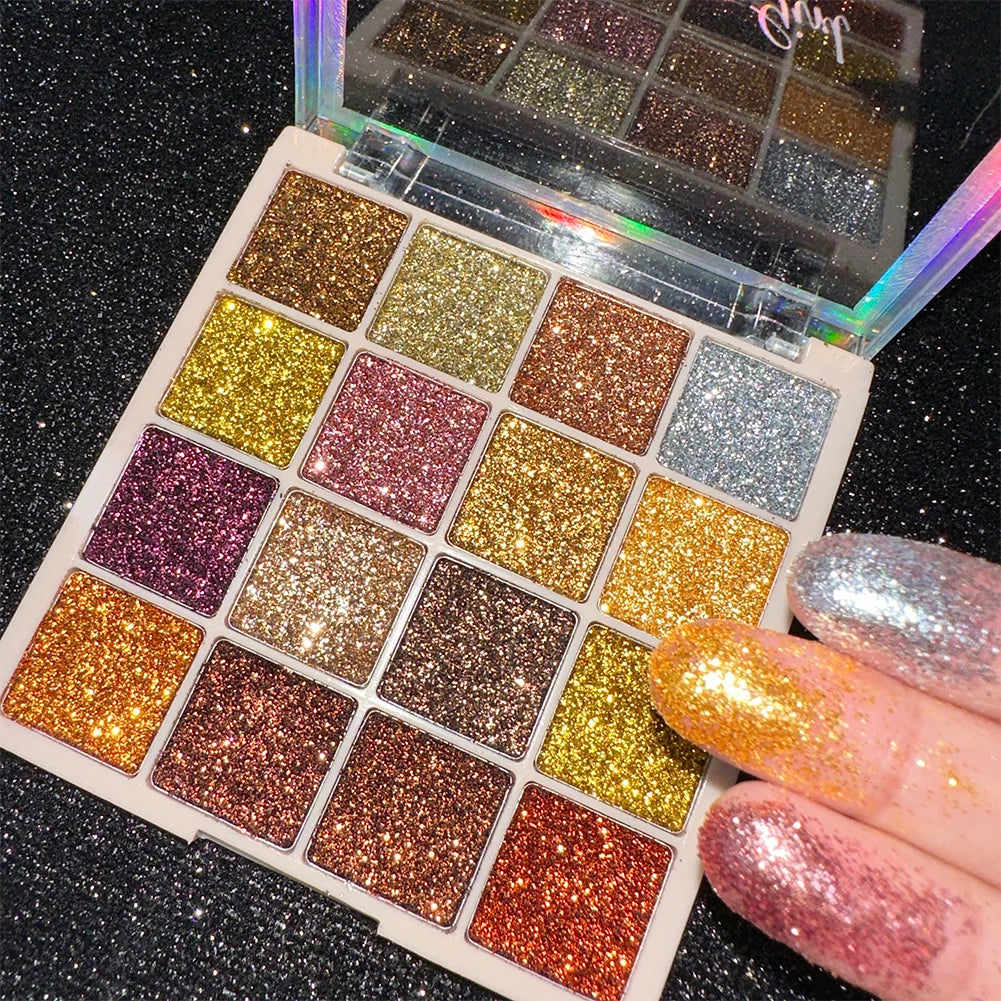 Makeup and face 16-color Eyeshadow Palette Shiny Gold Pearly Matte Glitter Eyeshadow