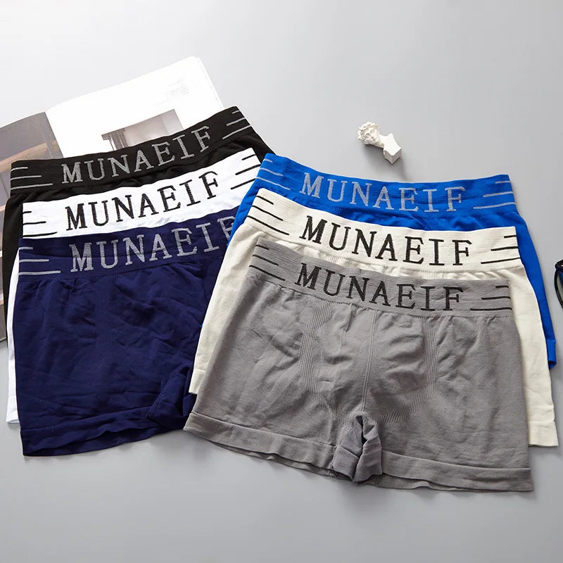 Men clothing   Men's Comfortable Seamless Boxer Brief Japanese Style High Elastic Panties Shorts Solid Color Letters Breathable Loose Boxer