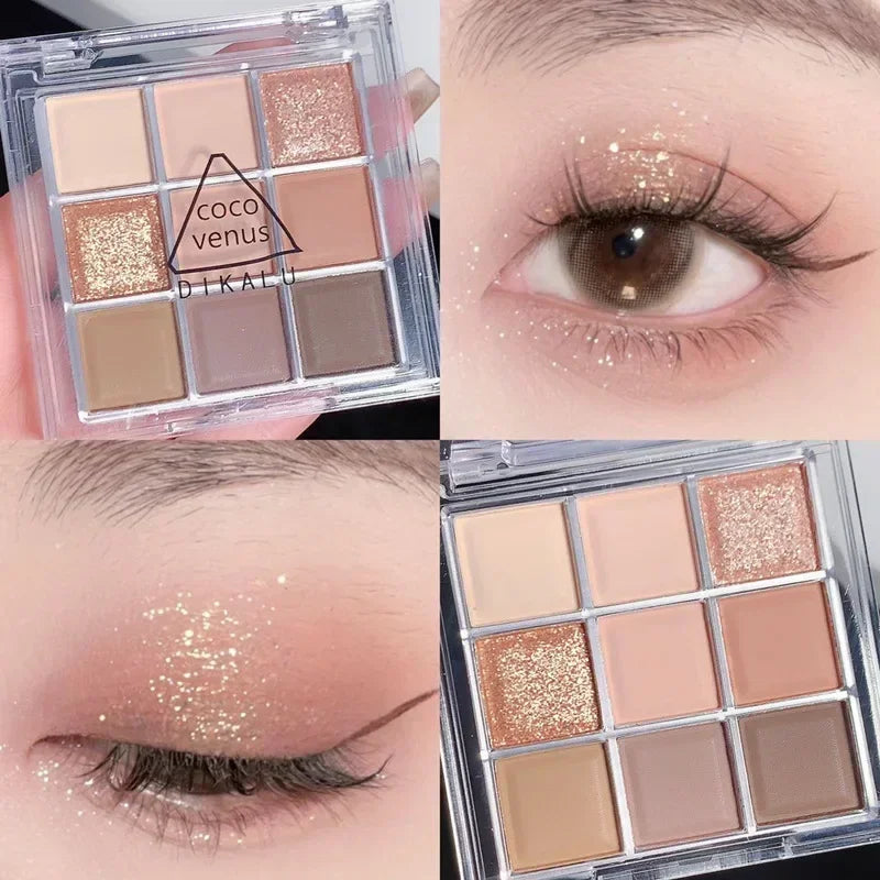 Makeup and face - 9-Color Eyeshadow Palette – Matte, Shimmer & Metallic Finishes