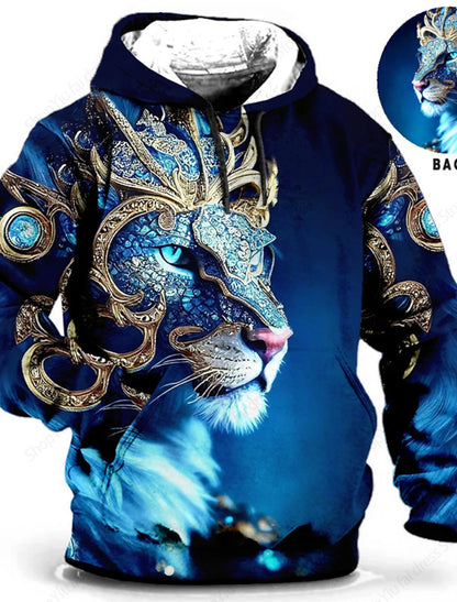 Men clothing  Animal Wolf Lion 3d Print Hoodie Men