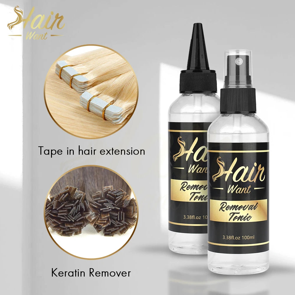 Style & Shine Hair  Hair Want 100ML Adhesive Remover Keratin Hot Melt Glue Remover Tape in Extension Remover Solvent Pre-bonded Extensions Remover