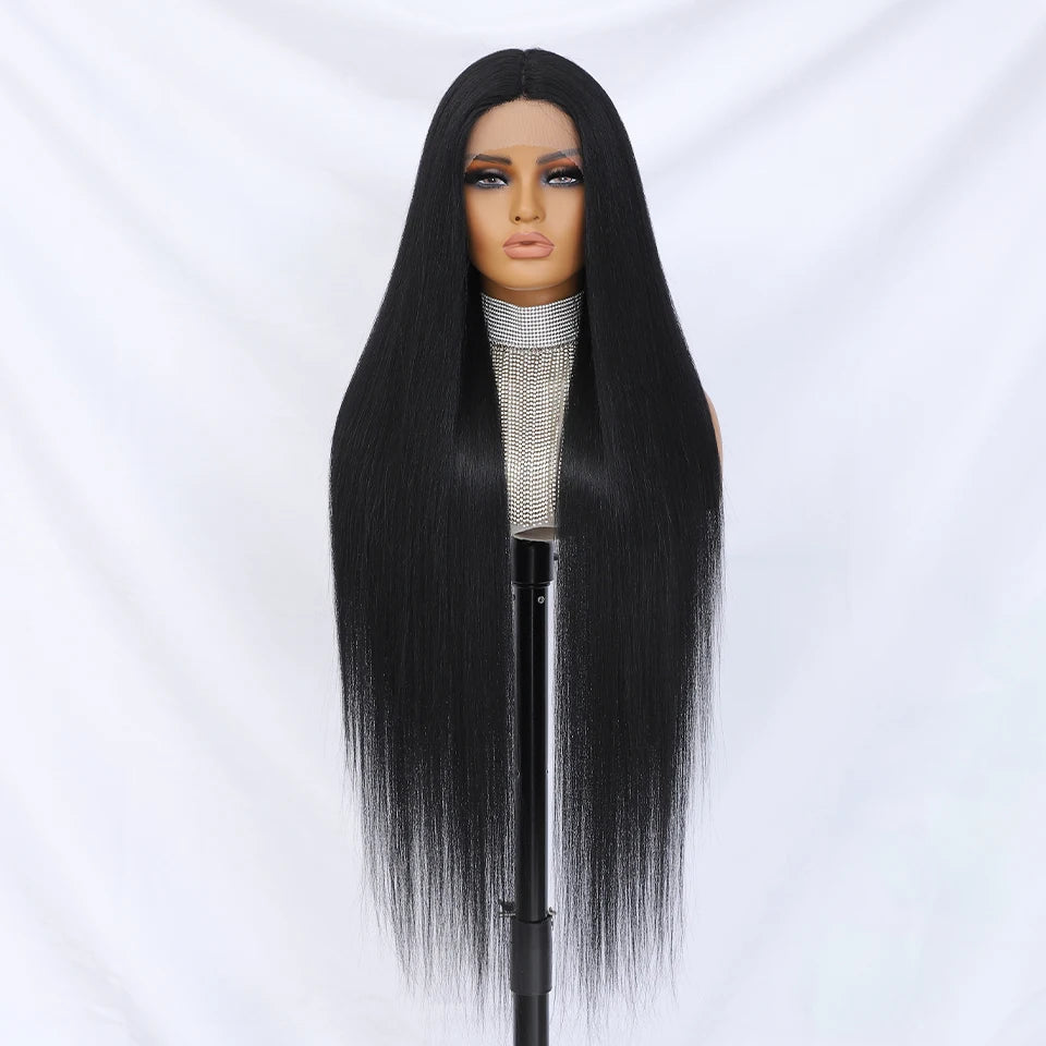 Crown & Glory Wigs  40 Inch Straight Lace Front Synthetic Wig T-Part 13x4x1 Long Lace Wigs Heat-resistant Fiber Copper Lace Frontal Wigs