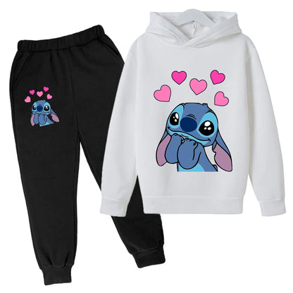 Girl clothing  Girls Clothes Stitch Hoodies Sweatshirts Children's Clothing Sets Child Girl Tops + Pants 2 Pcs Suits Kids Boys Tracksuits Set