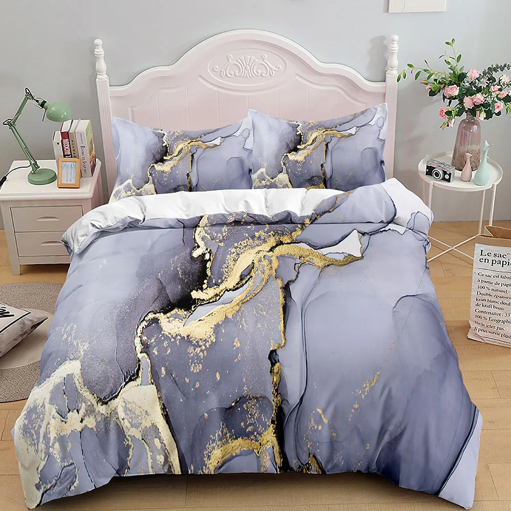 Bedroom   Marble Bedding Set King/Queen Size,Grey Gold Marble Duvet Cover Men Adults Modern Abstract Art Tie Dye Gothic Soft Quilt Cover