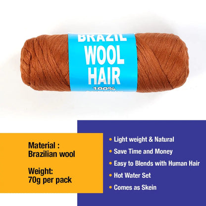 Style & Shine Hair  70g/Pc Brazilian Wool Hair Low Temprature Flame Retardant Synthetic Fiber for Wig Materials Dirty Braids For Women