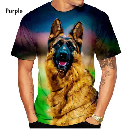 Men clothing  Casual Short-sleeved Dog Shirt German Shepherd 3D Printing T-shirt