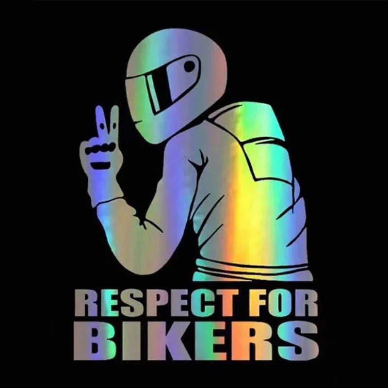 Car   RESPECT FOR BIKERS Car Motorcycle Sticker Reflective Laser Vinyl Decals Decoration Funny Stickers 15x11CM