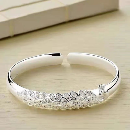 Jewellery   New 925 sterling silver elegant Peacock opening screen bracelet Bangles for women fashion party wedding Accessories jewelry gift