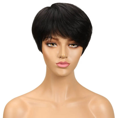 Crown & Glory Wigs  Human Hair Wigs Short Pixie Cut Wig Human Hair For Black Women Machine Made Wigs With Bangs Glueless Wig Perruque Cheveux Humain