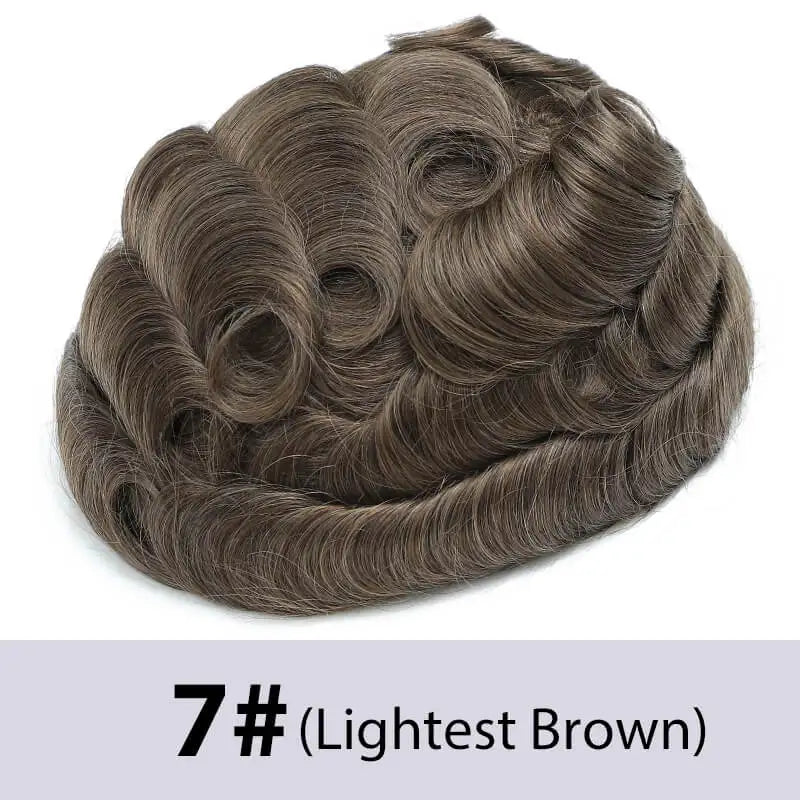 Crown & Glory Wigs   Toupee Hair Men 0.12-0.14mm Full Skin Base Male Hair Prosthesis 6" Natural Human Hair Man Wig Men's Capillary Prothesis Systems