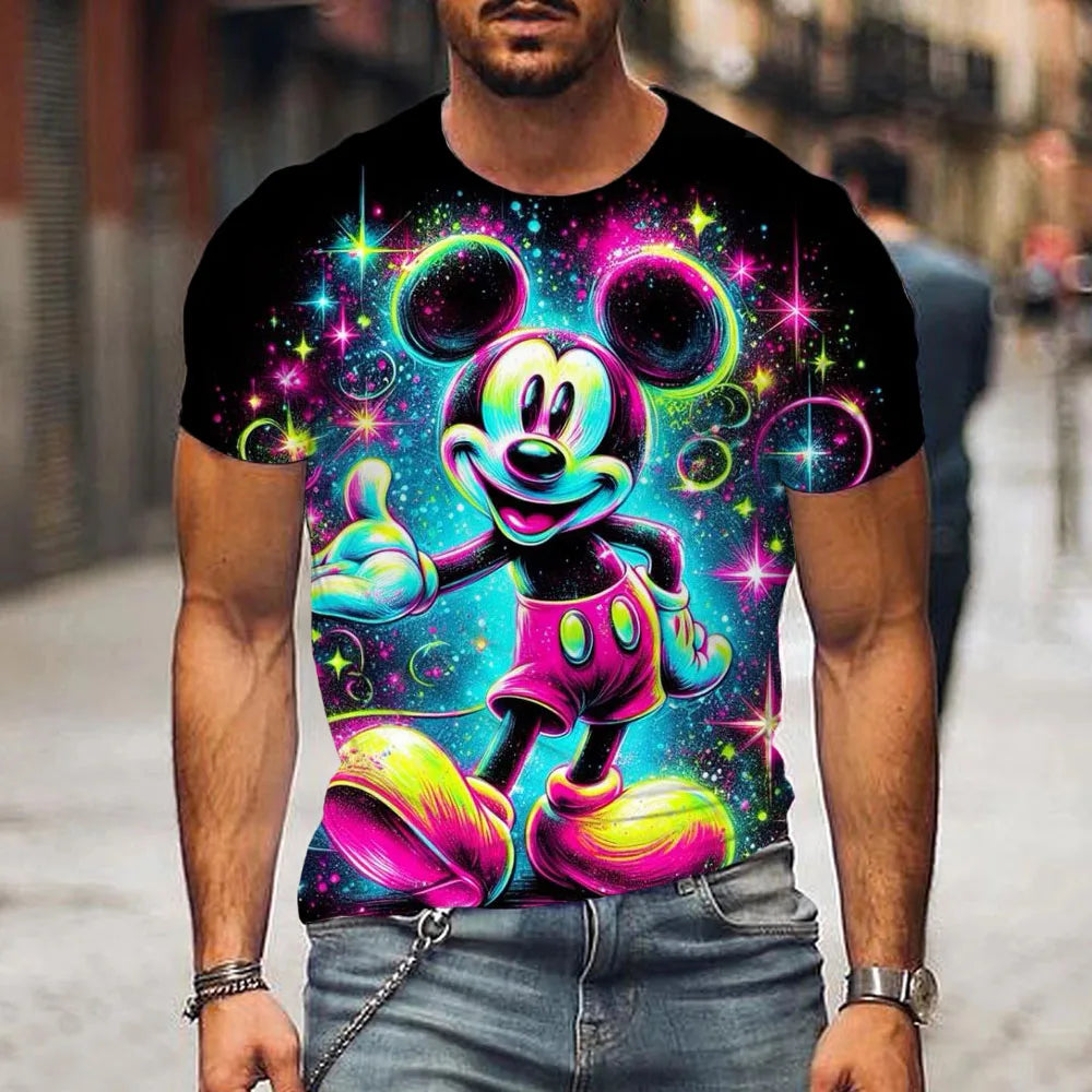 Men clothing   Disney Mickey Mouse 3D Print T-Shirt Summer Daily Loose Short Sleeve Tops Casual Tees Unisex Clothing Apparel