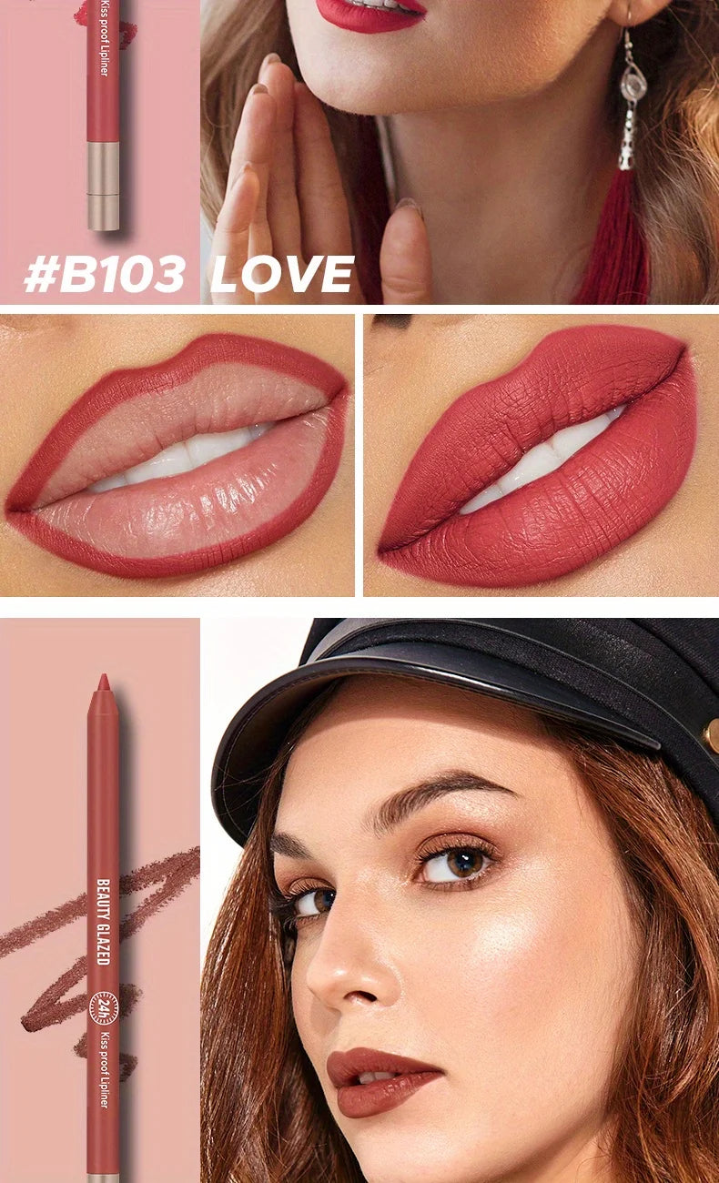 Makeup and face BEAUTY GLAZED 10 Color Lipliner High Pigment Matte Waterproof, Natural Shaping Lip Liner Lipstick Makeup