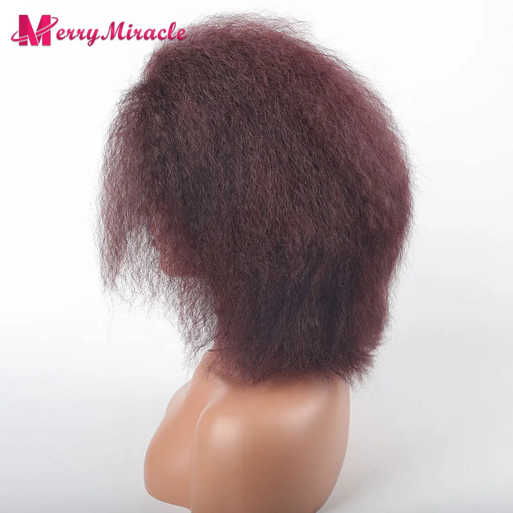 Crown & Glory Wigs  Short Fluffy Straight Synthetic Wig for  Women Kinky Straight Hair Natural Colour Afro Wigs for Women