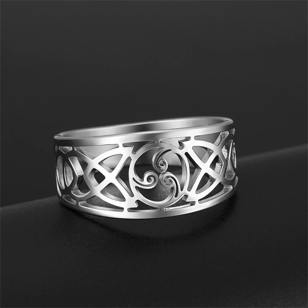 Jewellery   My Shape Celtic Knot Cross Rings for Women Christian Finger Ring Stainless Steel Gold Color Religious Amulet Jewelry Fashion