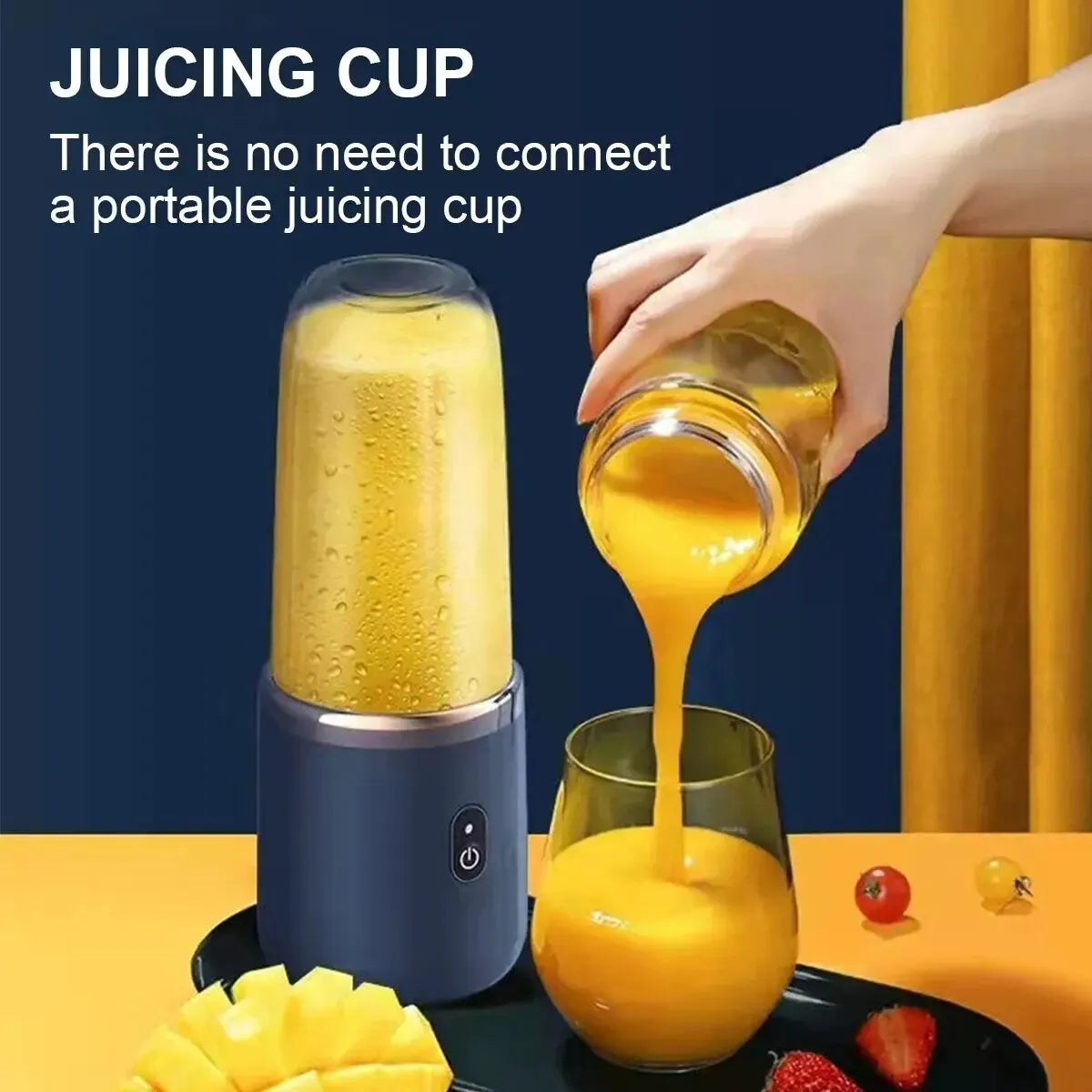 Kitchen  6 Blade Portable kitchen  Juicer USB Rechargeable Juicer Stainless Steel Blade Cup Juicer Fruit Automatic Smoothie Blender Kitchen Tool