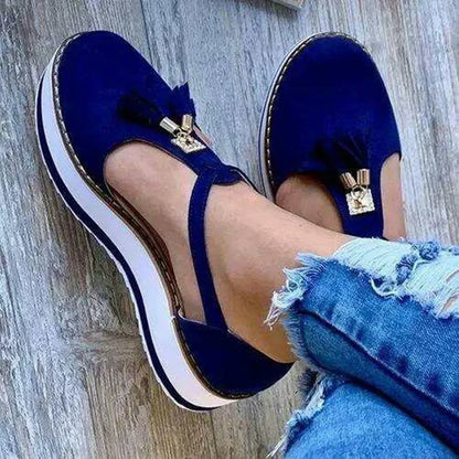 Woman shoes Summer Fashion Women Casual Shoes Fringe Buckle Ladies Sandals Height Increase Closed Toe Comfort Sandals