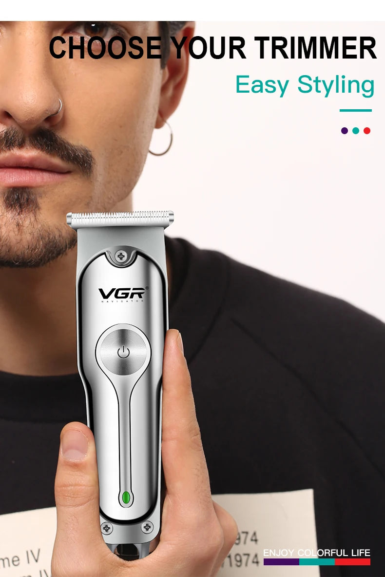 Bathroom  VGR 071 Hair Trimmer Professional Hair Clipper Rechargeable Hair Cutting Machine T-Blade Cordless Portable Trimmer for Men