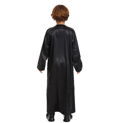 Muslim family   Teenage Ramadan Eid Muslim Robe Islamic Arab Children Long Sleeve Dress Jubba Thobe Abaya Dubai Boys Clothing Turkey Middle East