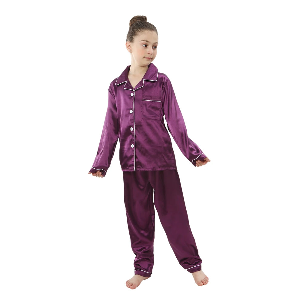 Girl clothing baby sleepwear kids pyjamas set teenager loungewear children home clothing boys silk satin pijamas girls nightgowns for party