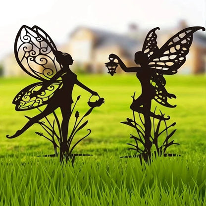 Outdoor 1pc Dancing Fairy Metal Decorative Garden Stake, Classic Creative Insert Yard Ornament For Halloween, Party, Lawn