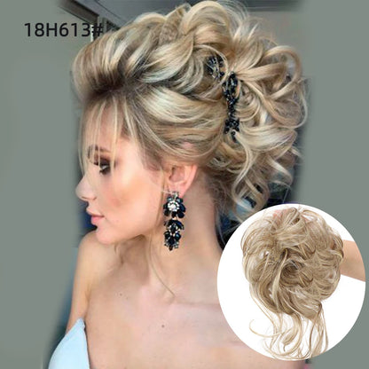 Crown & Glory Wigs  LUPU Synthetic Hair Bun Chignon Messy Curly Hair Band Elastic Scrunchy False Hair Pieces For Women Hairpins Black Brown