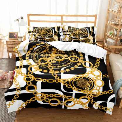 Bedroom  Seamless Chains Baroque Pattern  Bohemian Bedding Set Small Single Twin Double Queen King Cal King Size Bed Linen Set