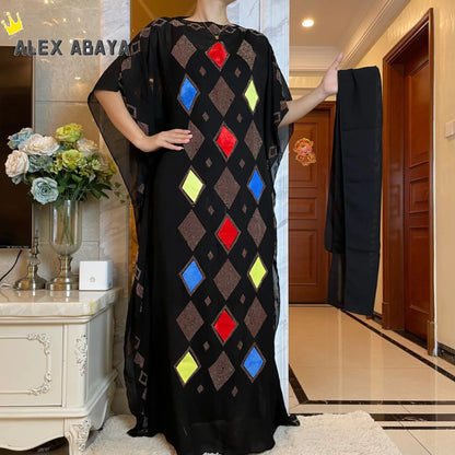 Muslim family   Free Shipping Muslim Abaya Dubai Turkey Muslim Hijab Dresses African Caftan  Party Elegant Islamic Embroidery Clothing AL034