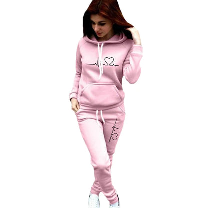 Woman clothing    Fashion Women's Hoodie Set Printed Pullover Hoodie Sweatwear Set Hoodie and Pants Two Piece Jogger Set