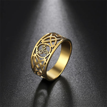 Jewellery   My Shape Celtic Knot Cross Rings for Women Christian Finger Ring Stainless Steel Gold Color Religious Amulet Jewelry Fashion