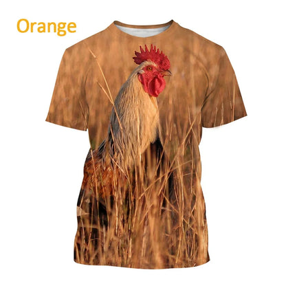 Men clothing Newly Sold 3D Printed Men's Short Sleeve Personality Fashion Casual Animal Color Rooster Print T-shirt